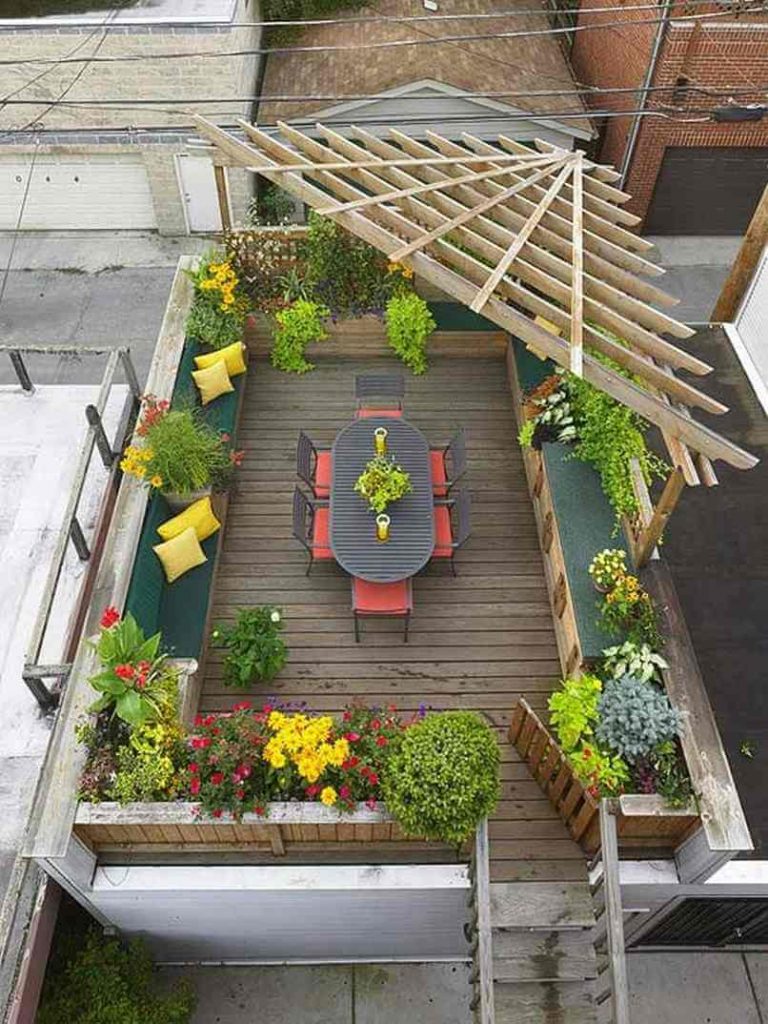 thiết kế vườn trên sân thượng