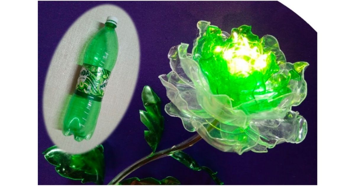 quy trình làm hoa sen giả bằng vỏ chai nhựa
